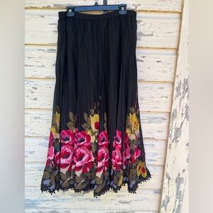 Vintage 80s Artsy Floral Travelsmith Dark Romantic Fairy Whimsigoth Maxi Skirt